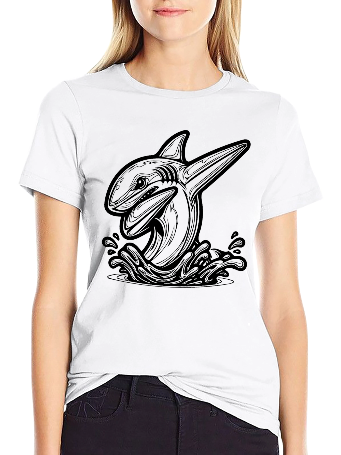 Orca Whale Graphic Black T-Shirt