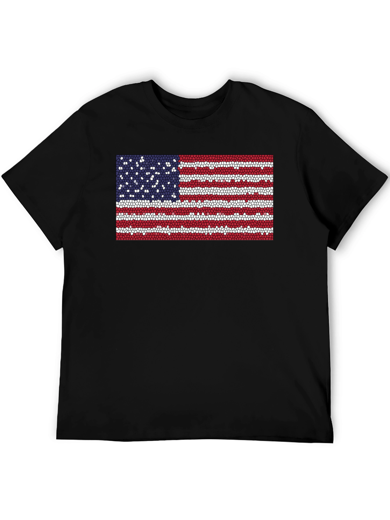 American Flag Mosaic Graphic Tee - Patriotic Style