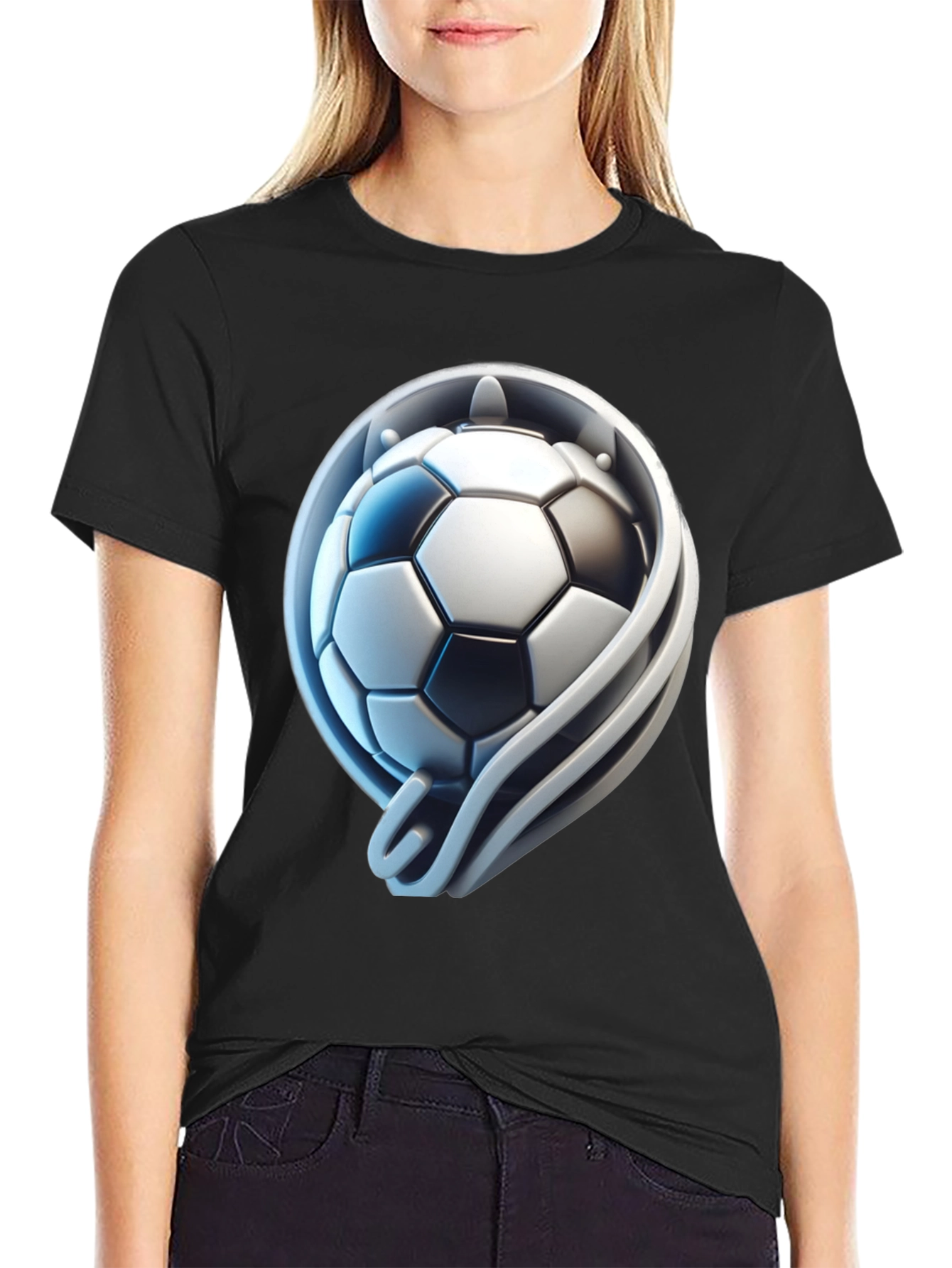 Soccer Ball Graphic Tee - Stylish Black T-Shirt