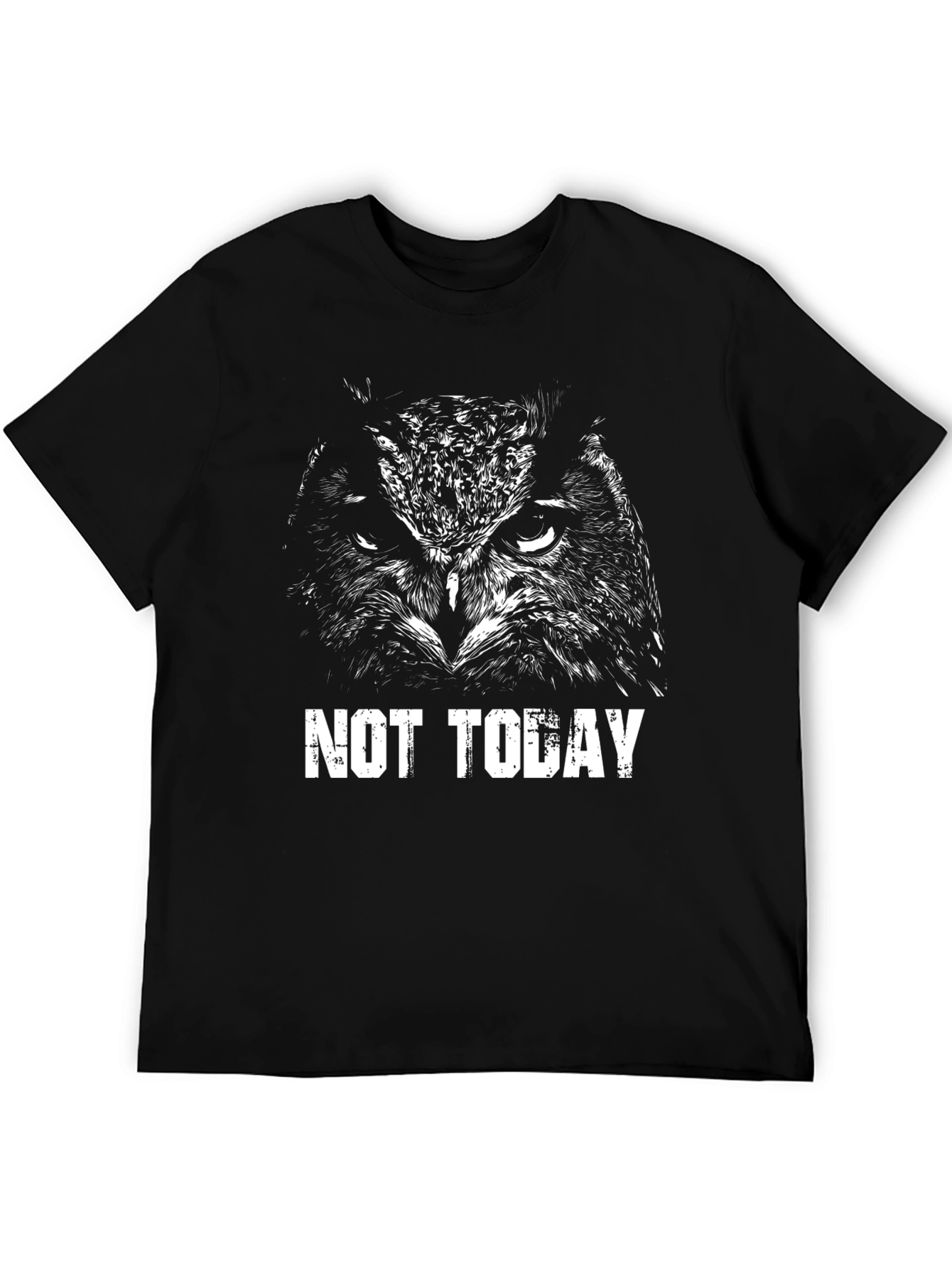 Not Today Owl Graphic Print Black T-Shirt
