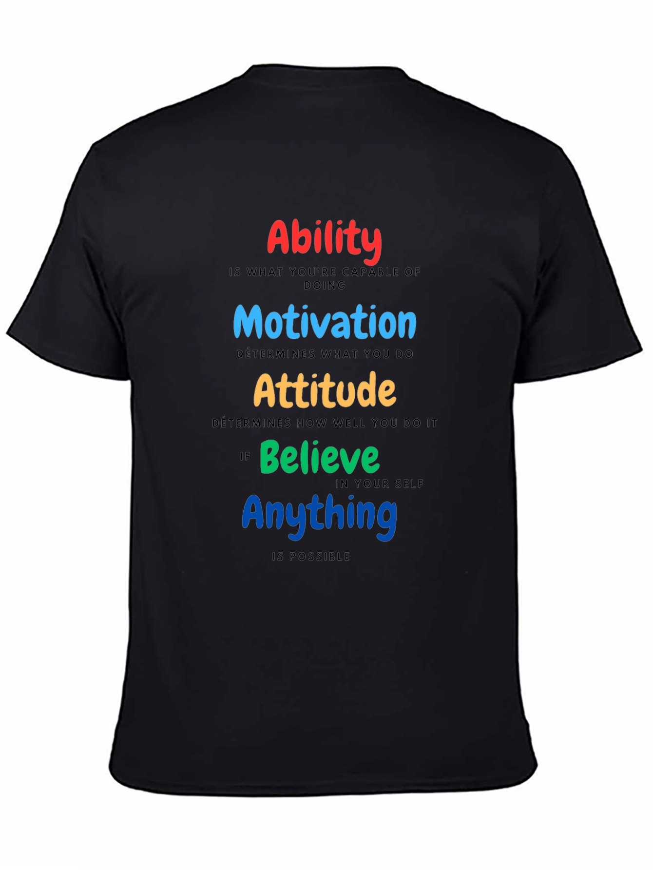 Motivational T-Shirt: Ability Motivation Attitude Believe