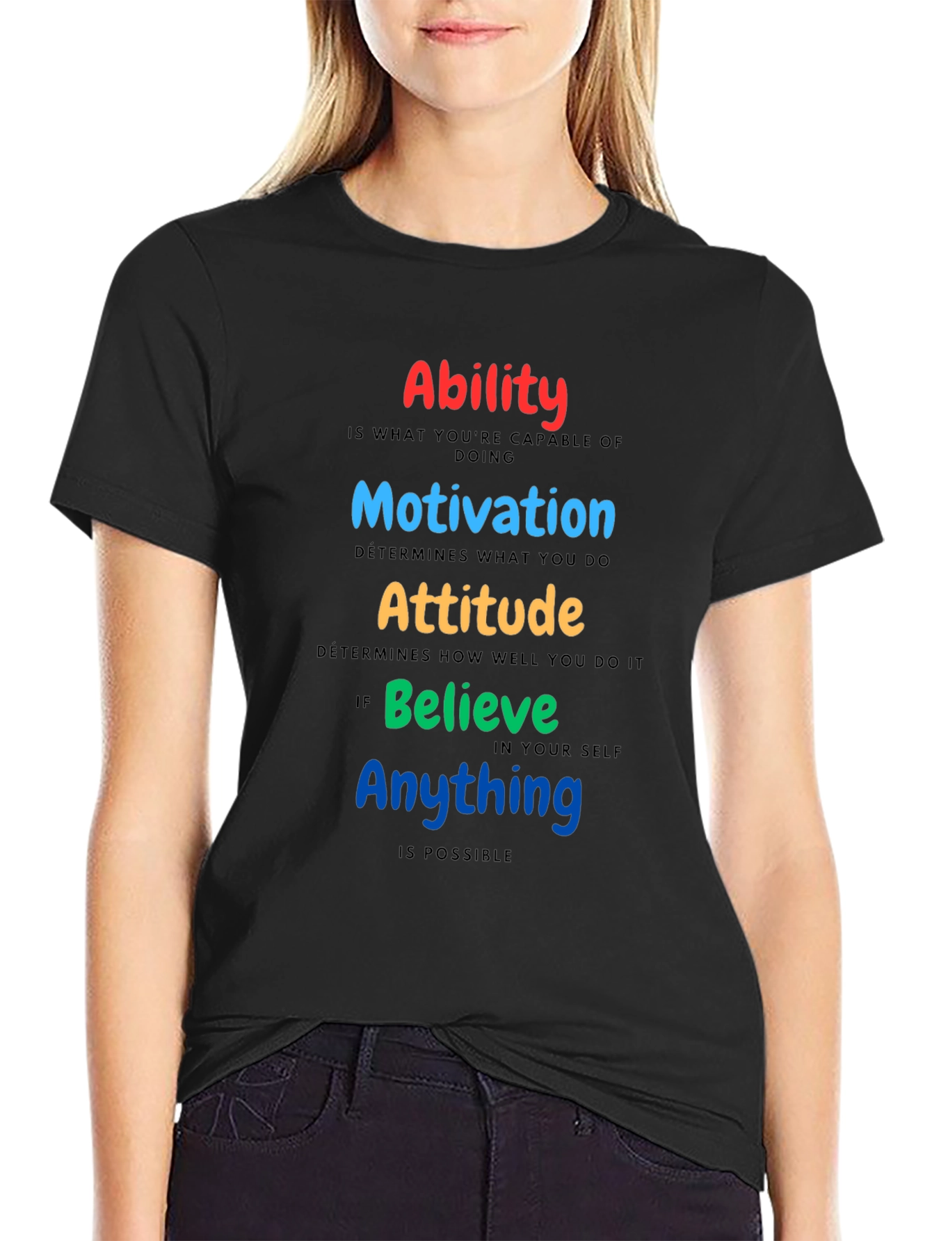 Motivational T-Shirt: Ability Motivation Attitude Believe
