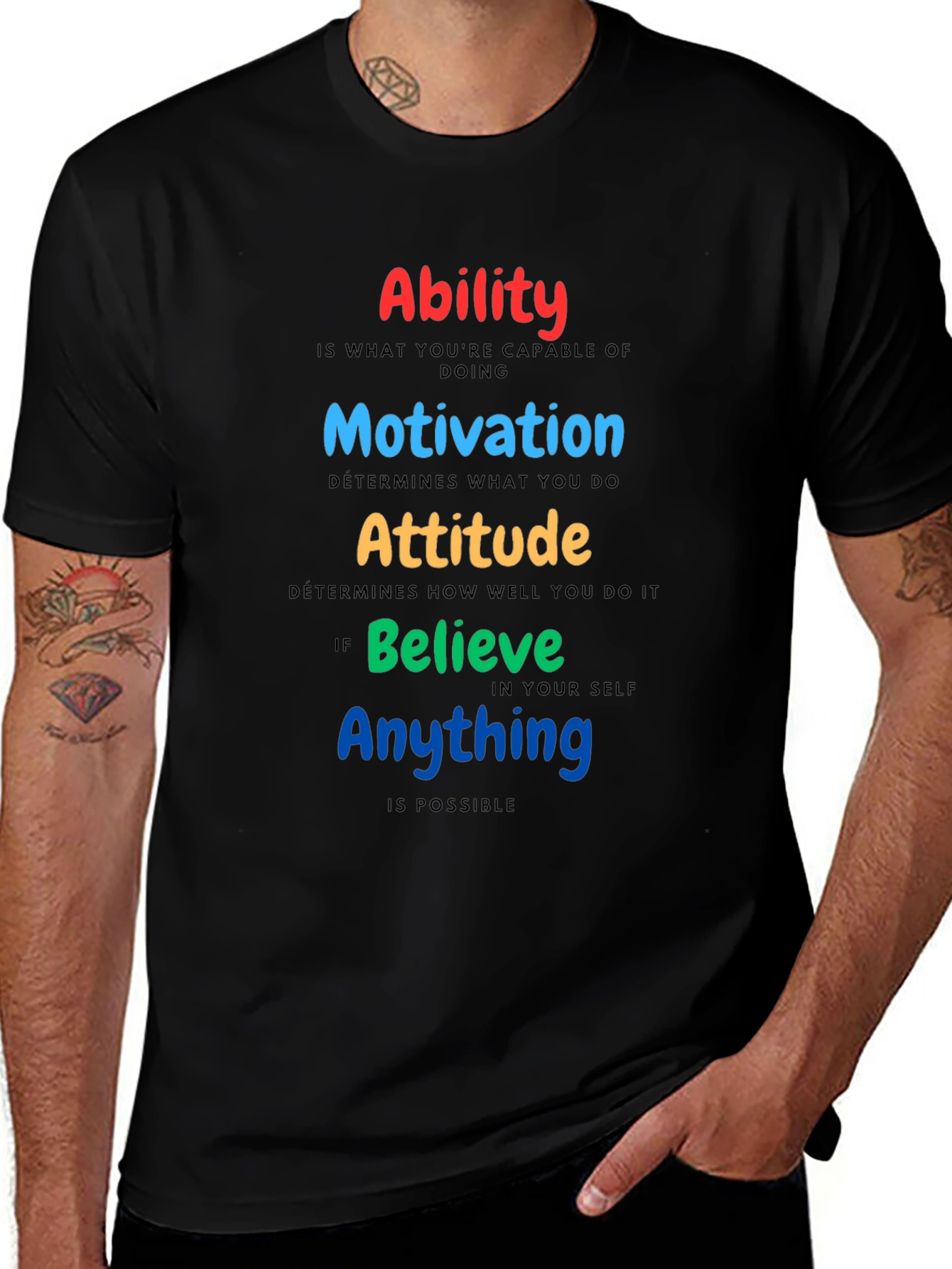 Motivational T-Shirt: Ability Motivation Attitude Believe