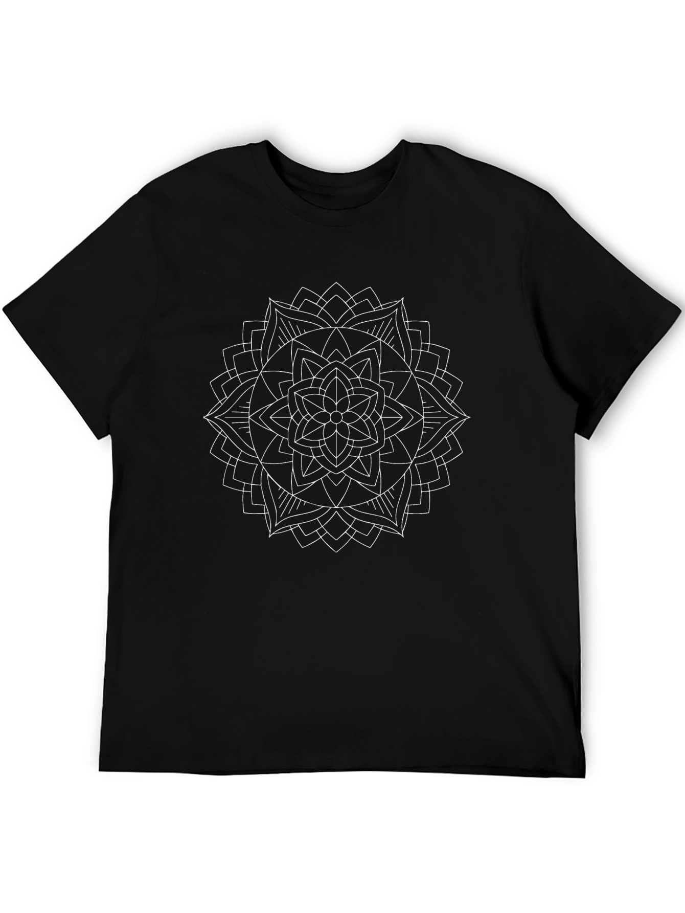 Mens Black T-Shirt with Mandala Graphic