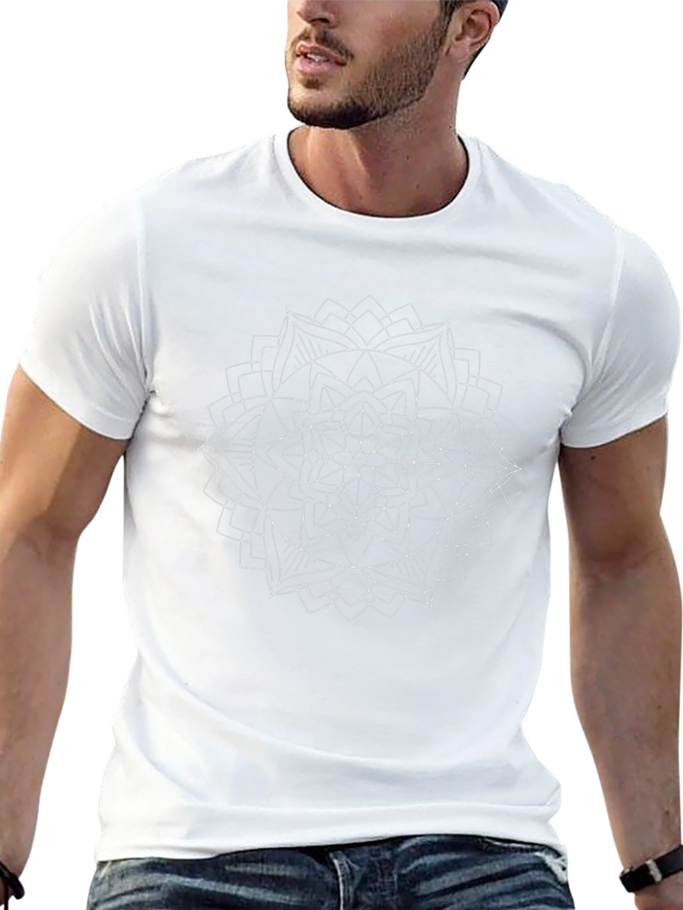 Mens Black T-Shirt with Mandala Graphic