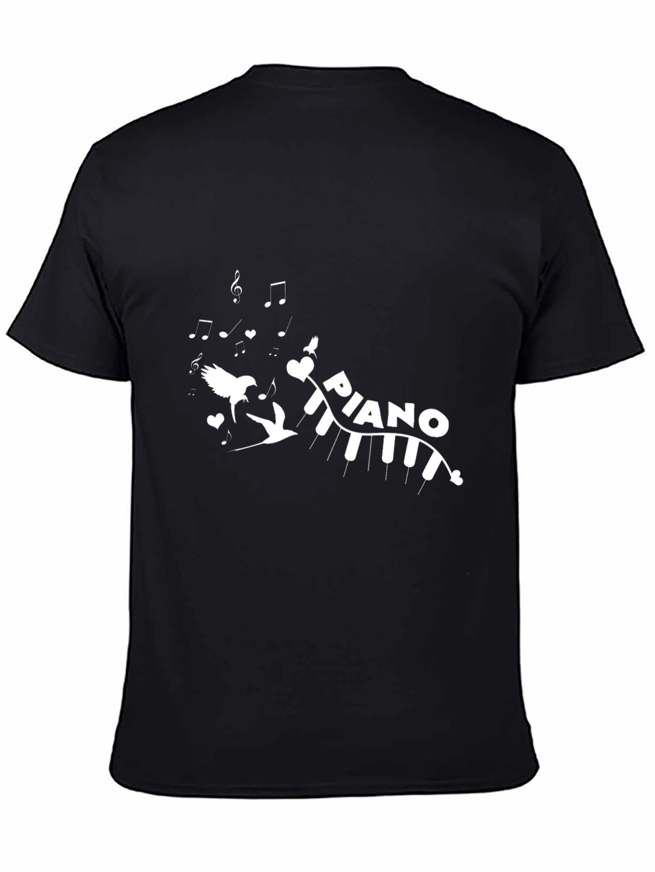 Piano Music Notes Black T-Shirt