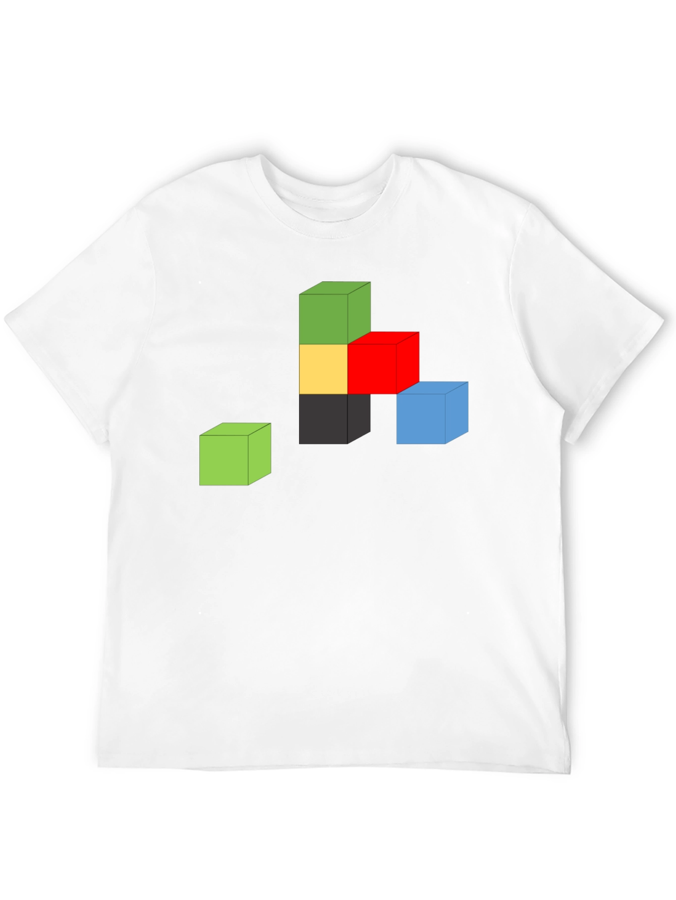 Abstract Cube Graphic Tee - Black Cotton Shirt