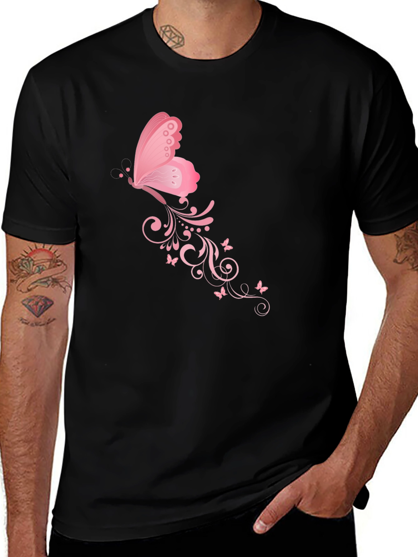 Butterfly Swirl Black T-Shirt