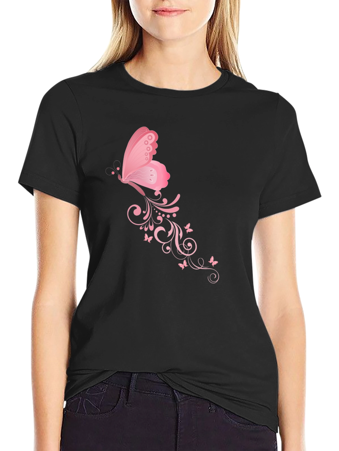 Butterfly Swirl Black T-Shirt