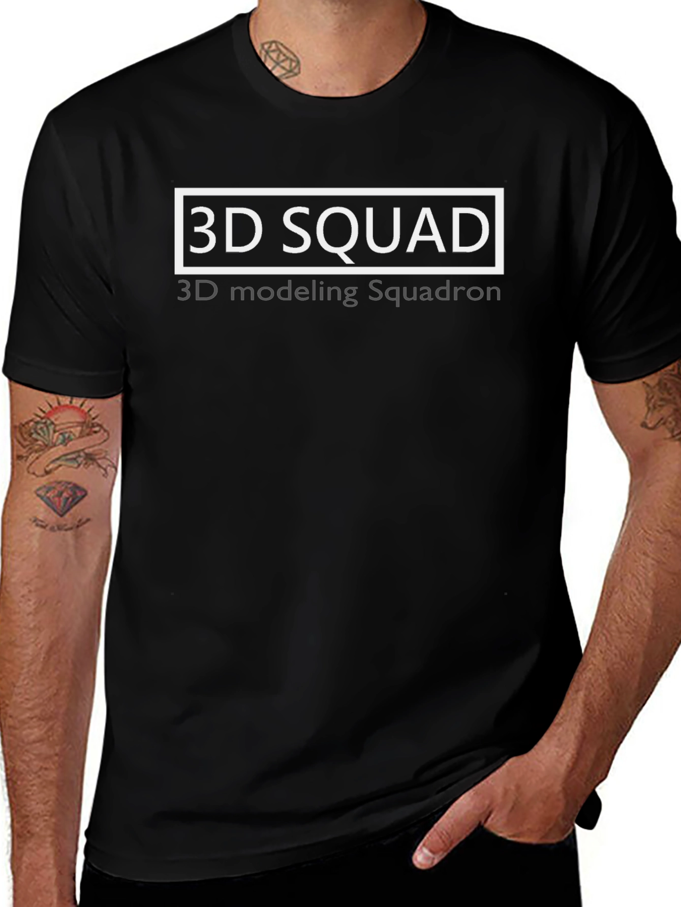 3D Squad Black T-Shirt | Modeling Squadron