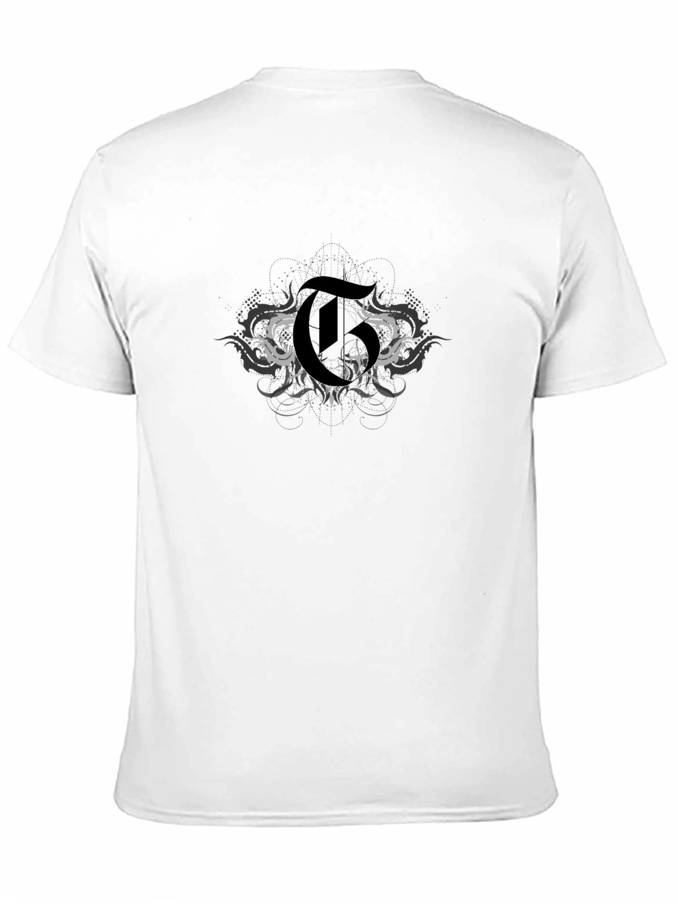 Mens Black Graphic T-Shirt with Gothic Letter Design