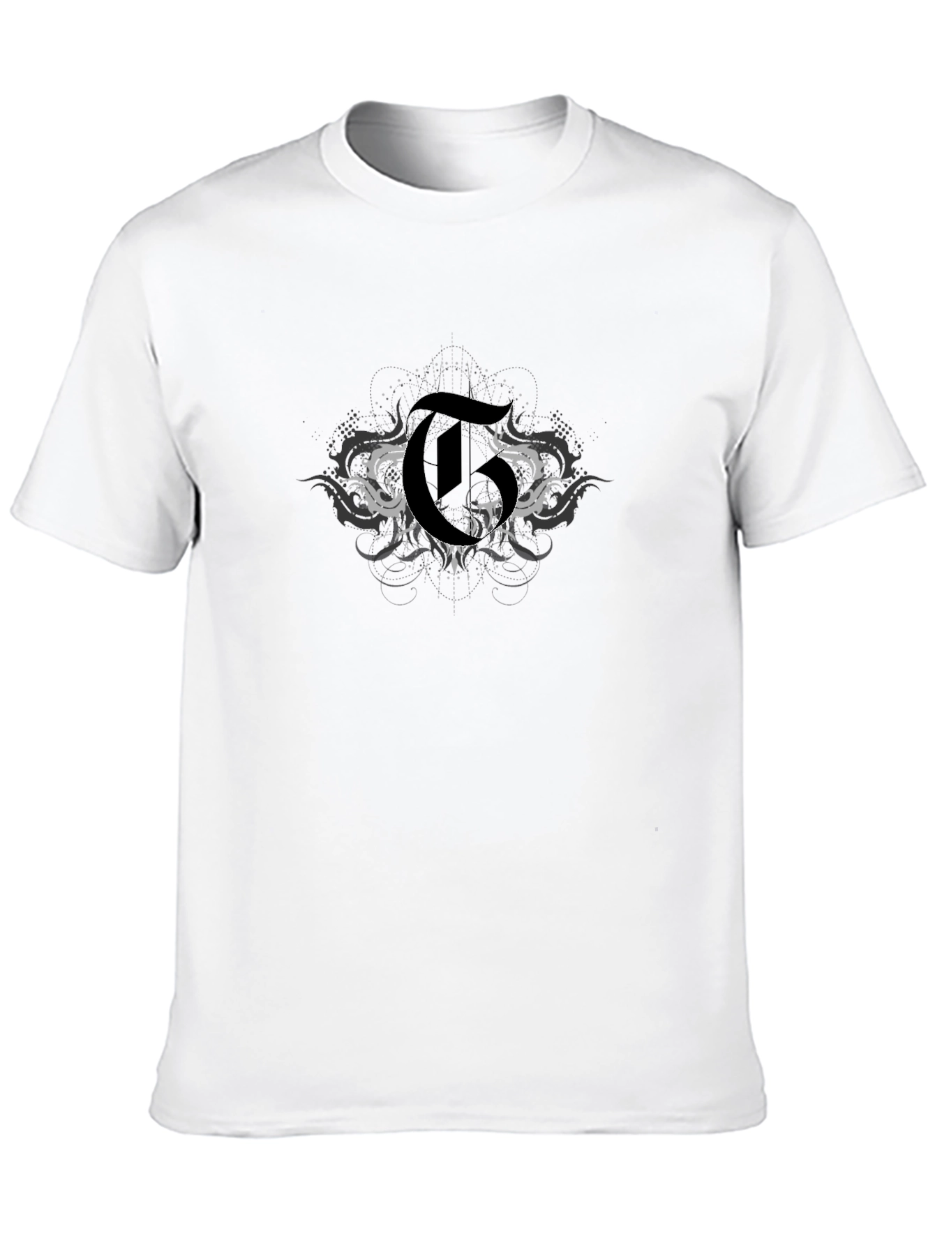 Mens Black Graphic T-Shirt with Gothic Letter Design