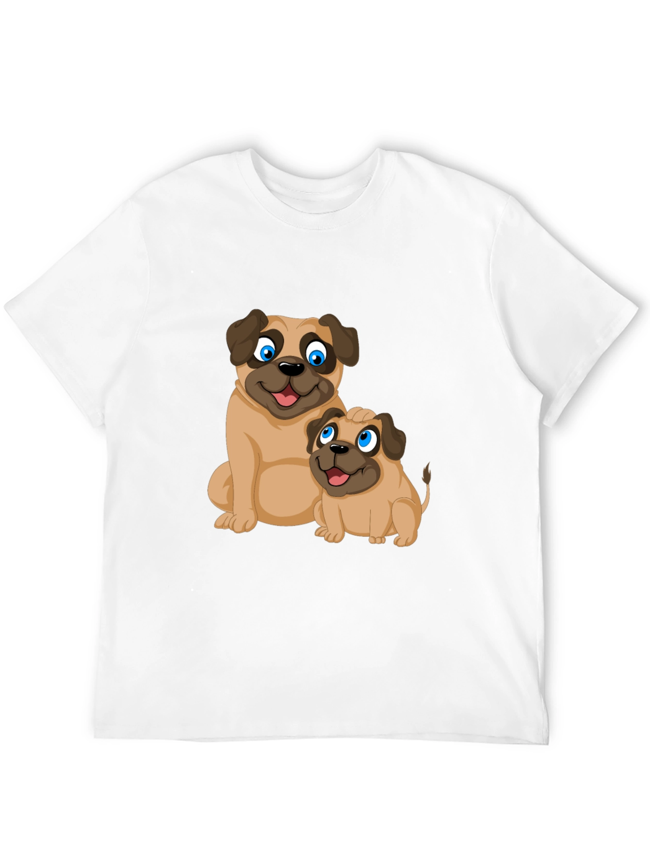Cute Pug Graphic T-Shirt - Black Casual