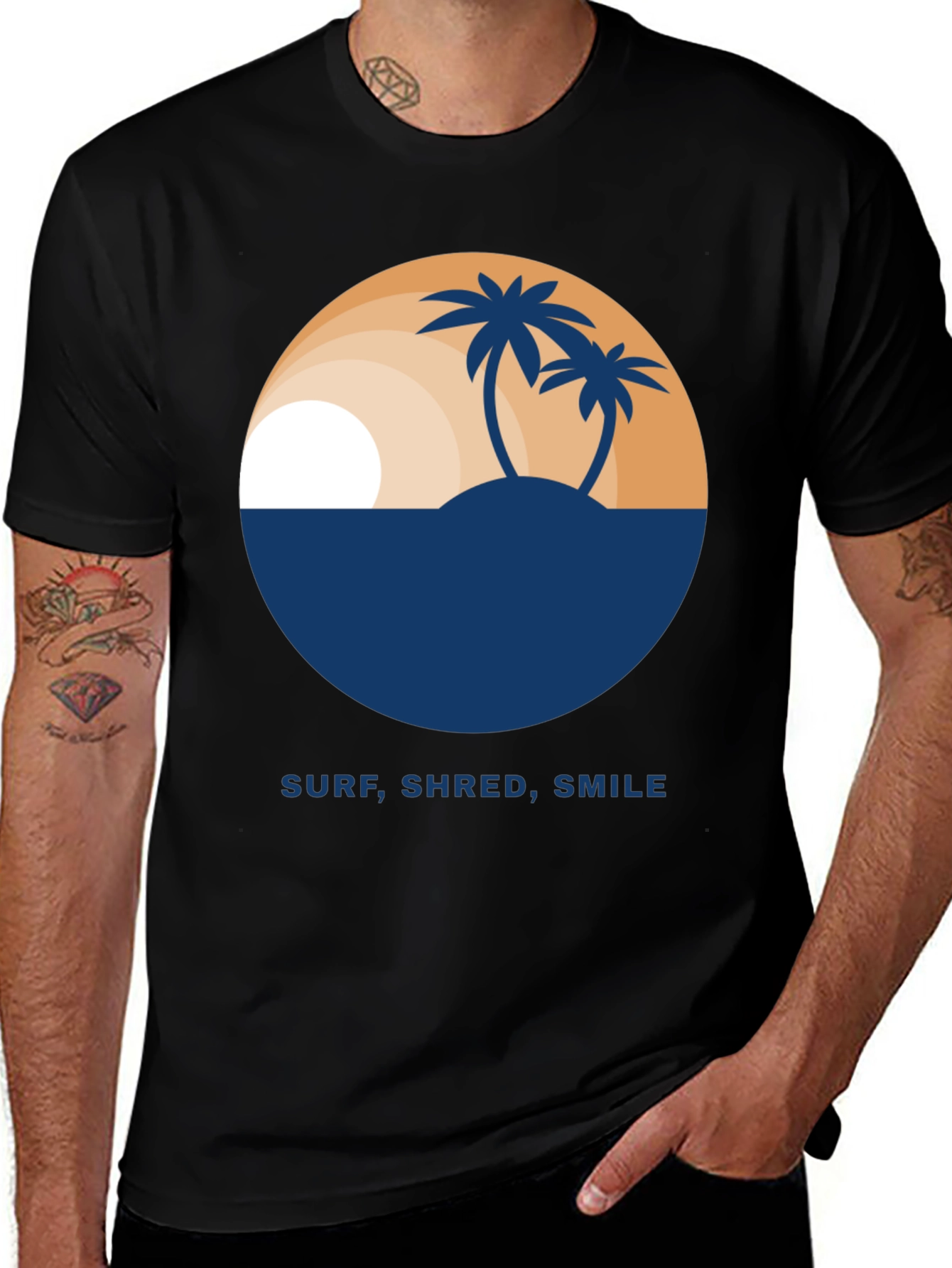 Surf Shred Smile T-Shirt - Tropical Island Design