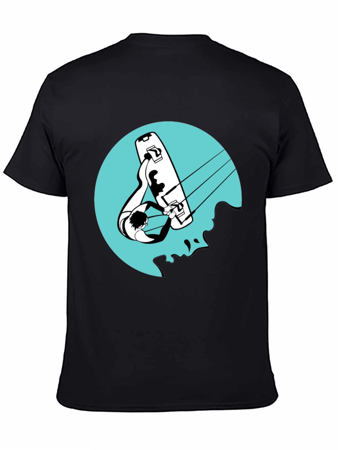 Kitesurfing Graphic Tee - Black Cotton T-Shirt