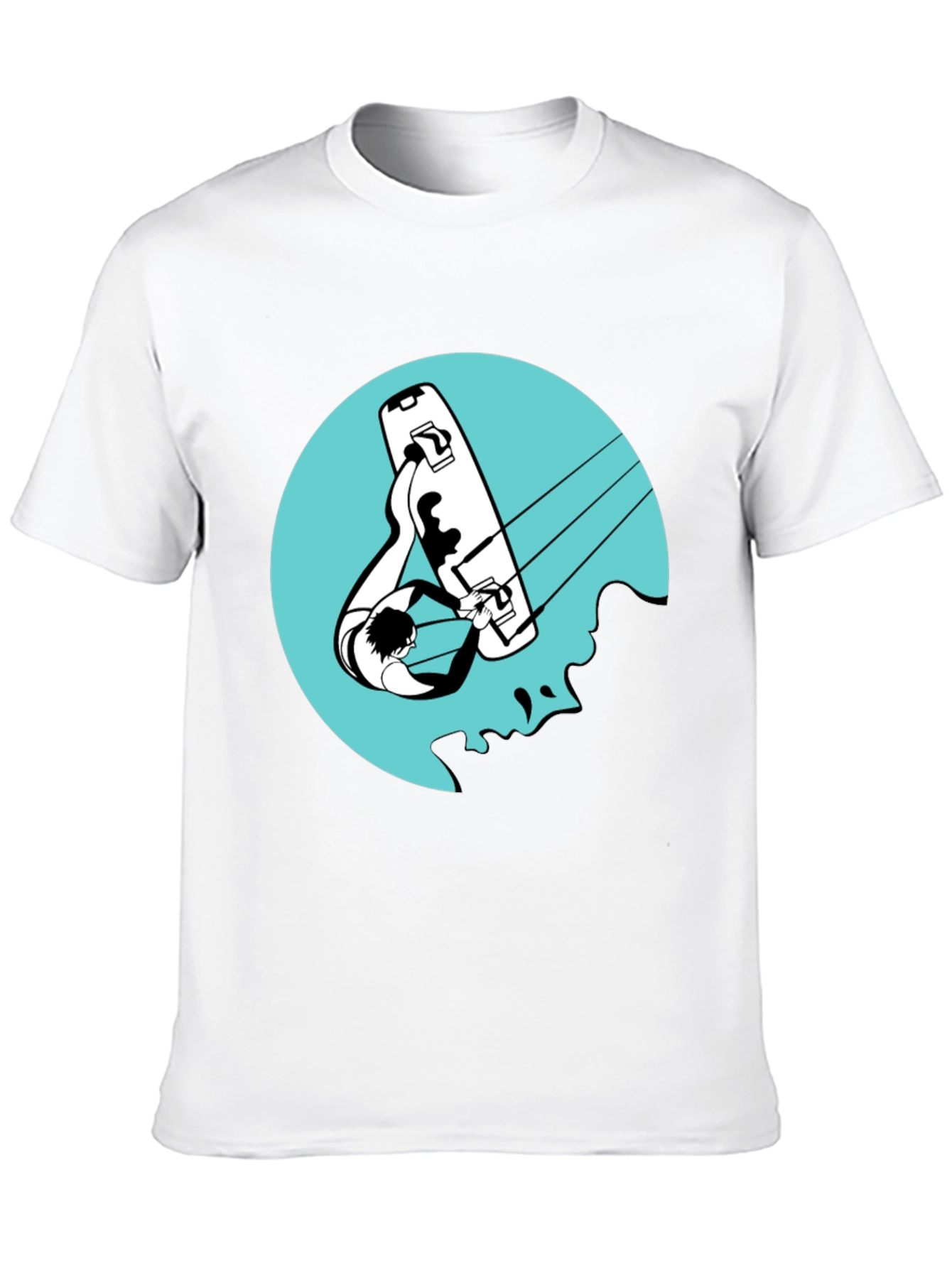 Kitesurfing Graphic Tee - Black Cotton T-Shirt