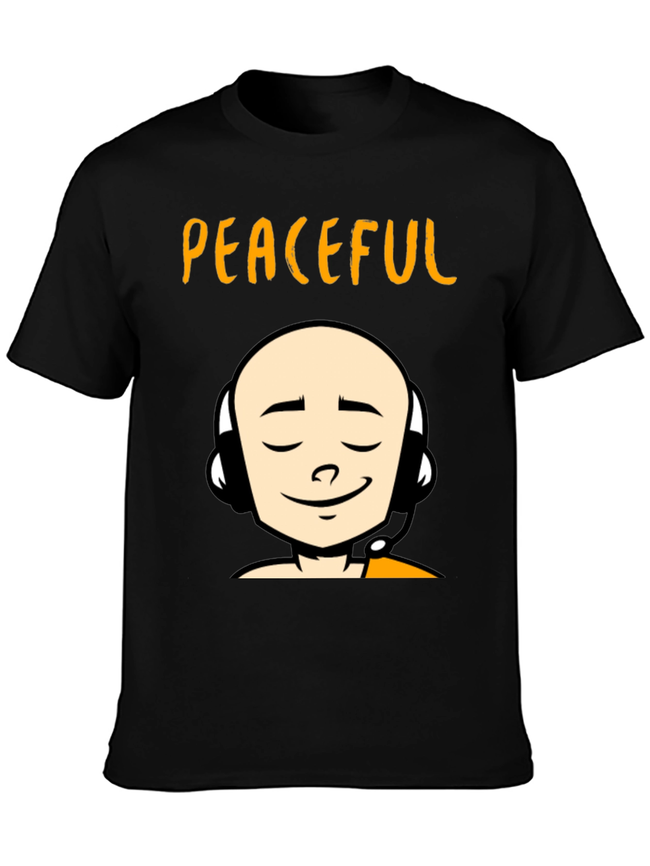Peaceful Monk Graphic T-Shirt - Black Crew Neck Tee