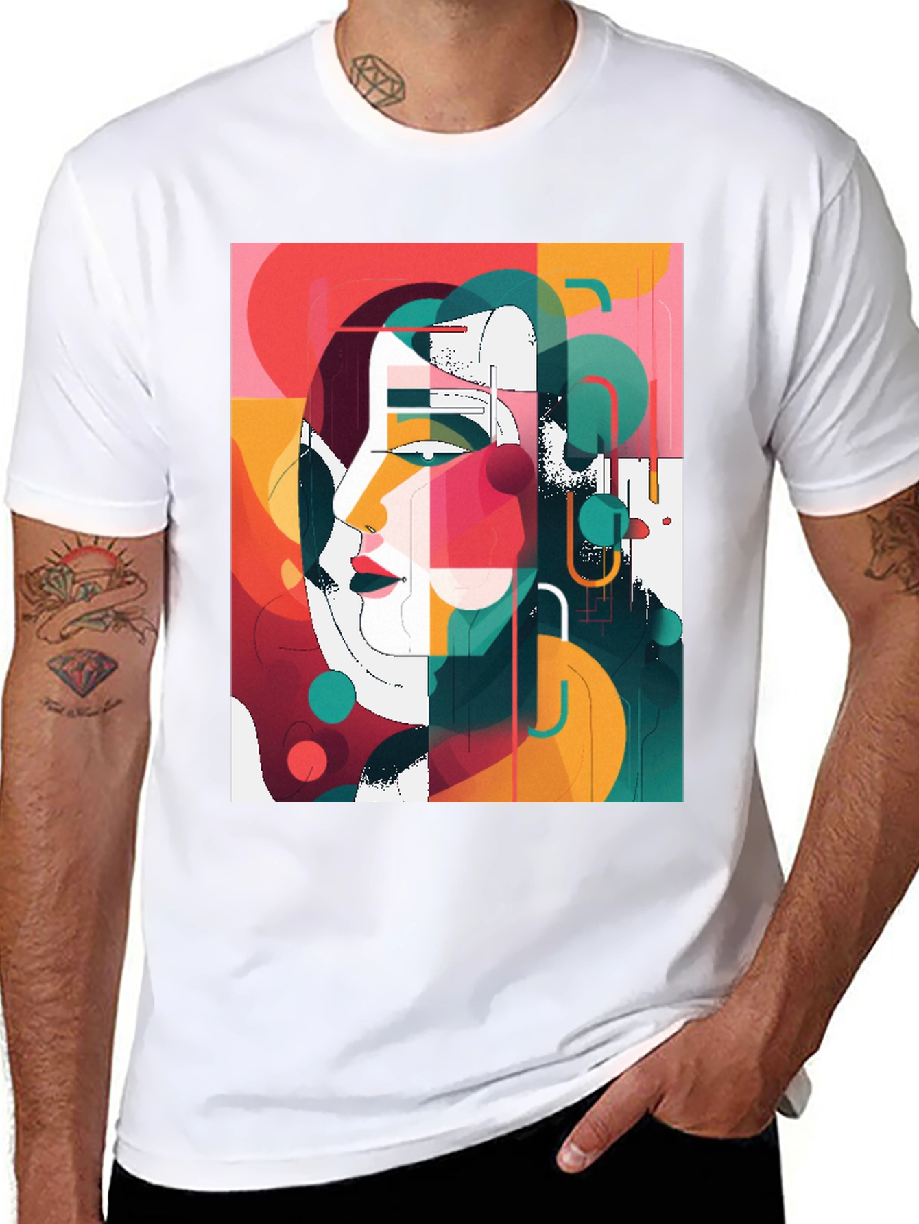 Abstract Art Graphic Tee - Modern Style Shirt