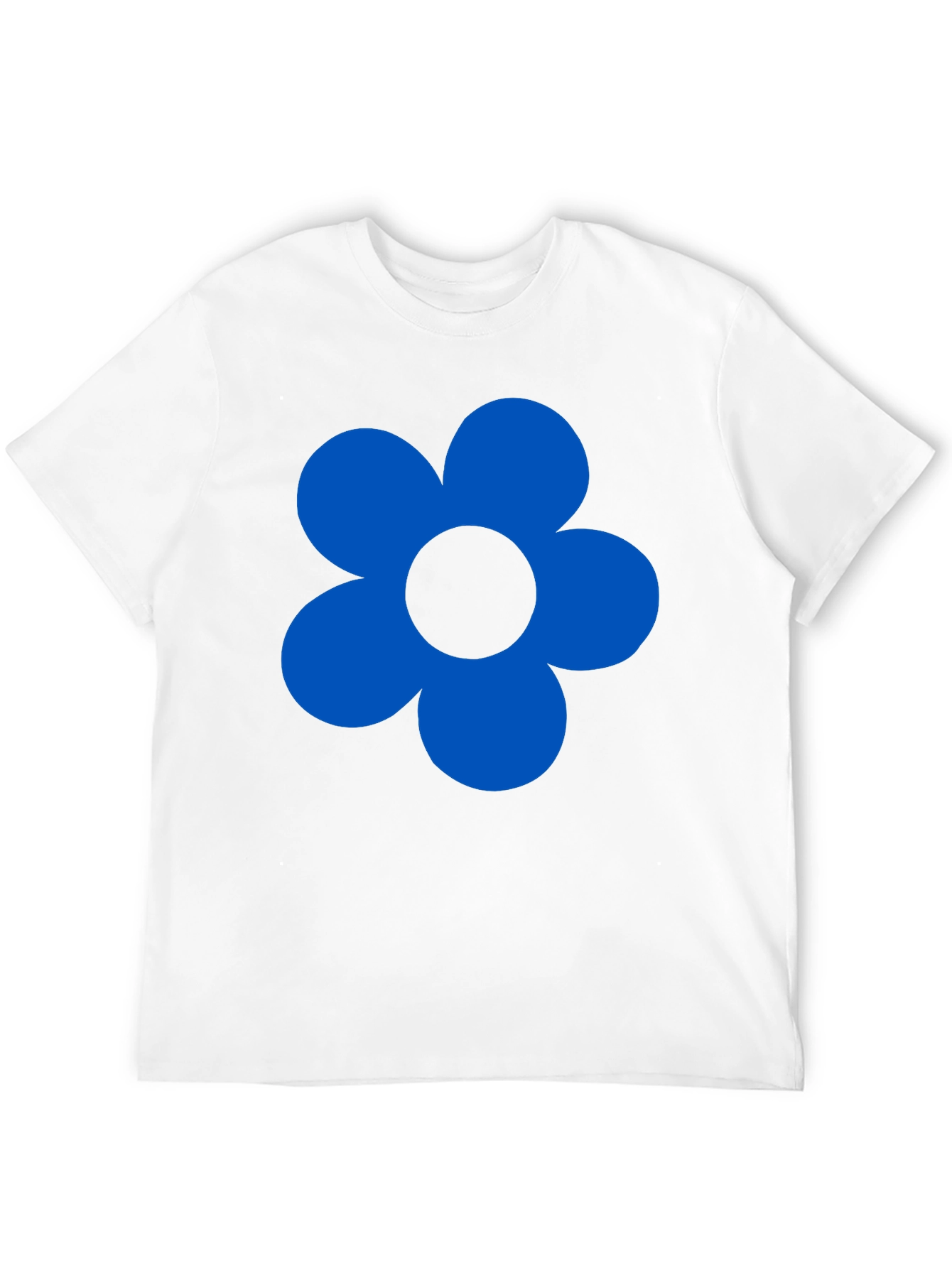Blue Flower Graphic Black T-Shirt