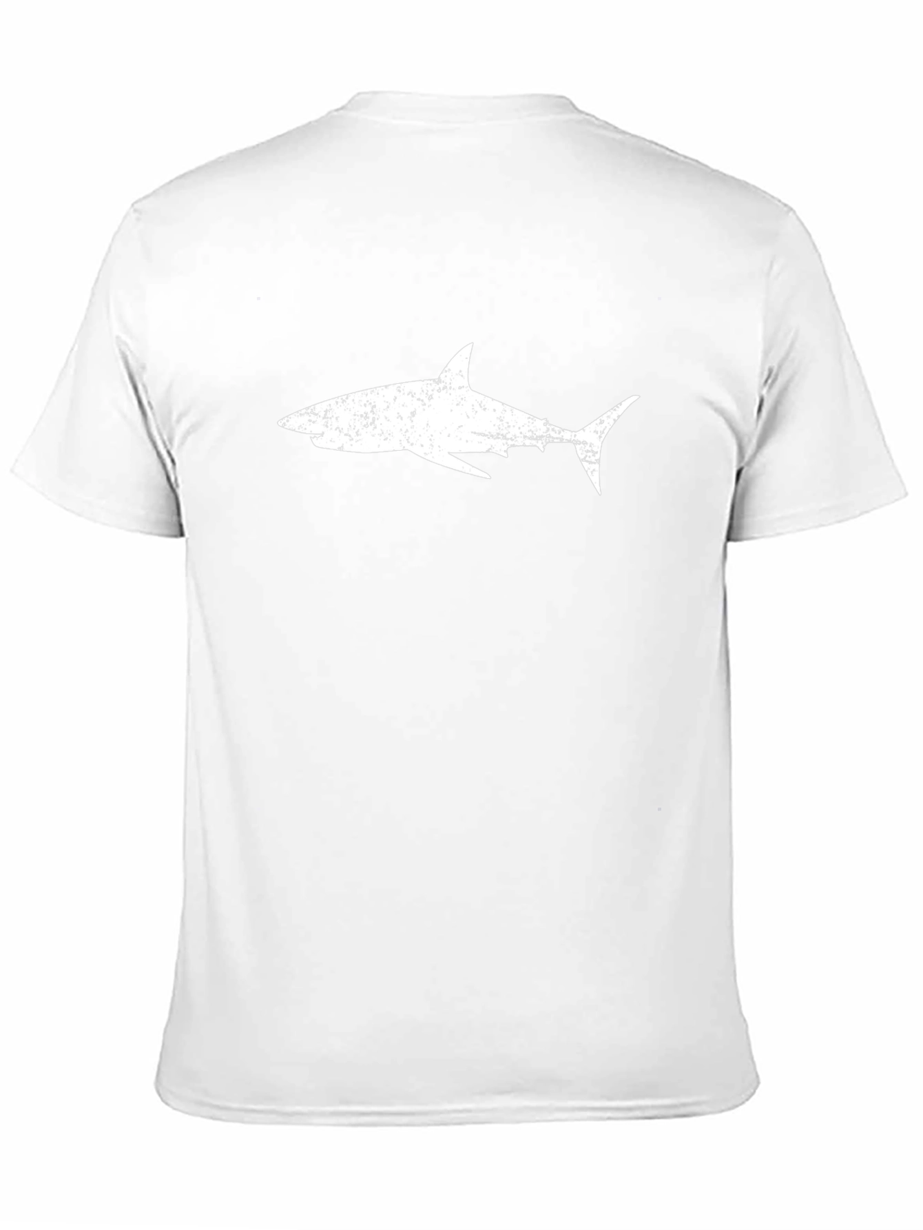 Mens Black T-Shirt with Distressed White Shark Graphic