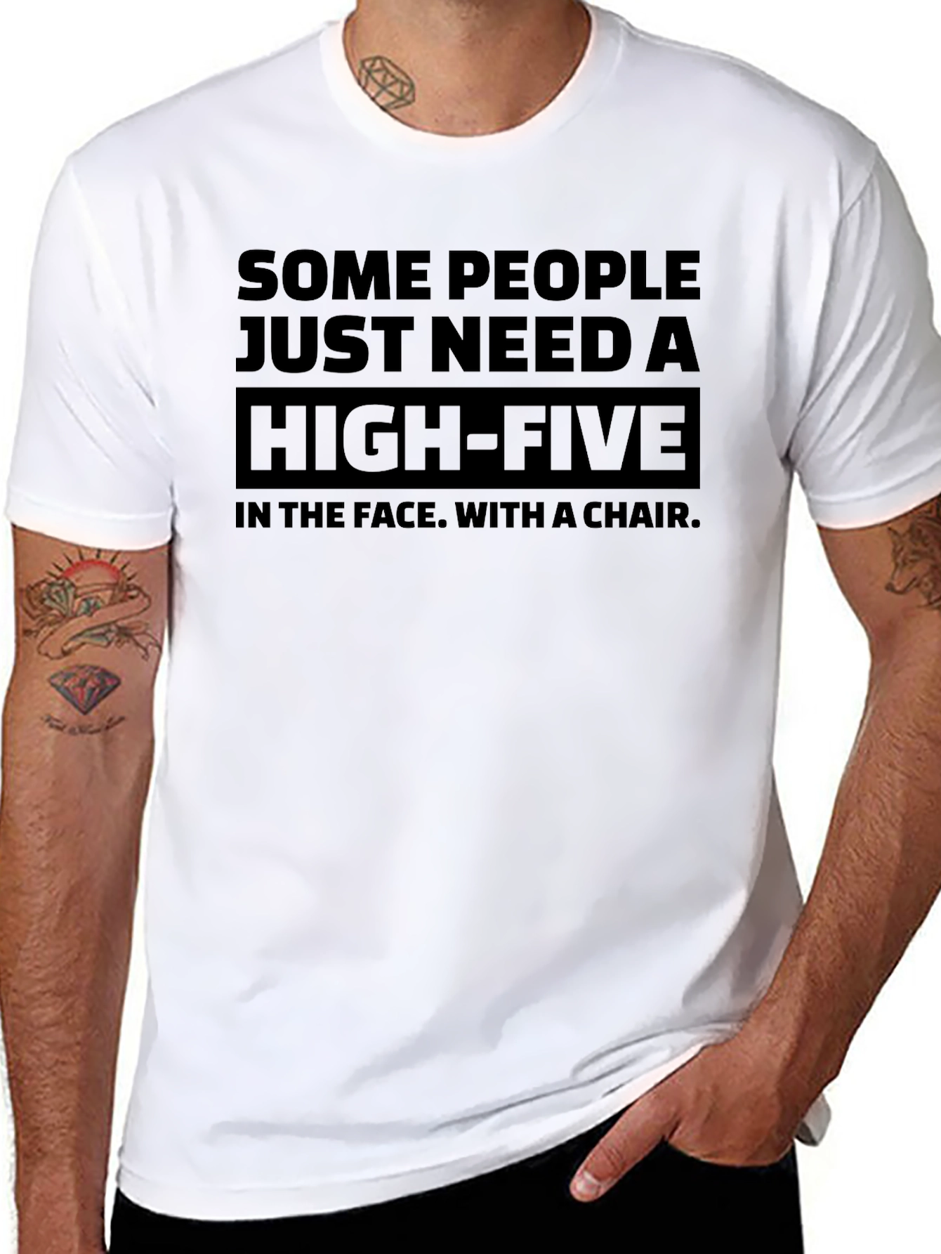 Sarcastic Graphic Tee: High-Five with a Chair