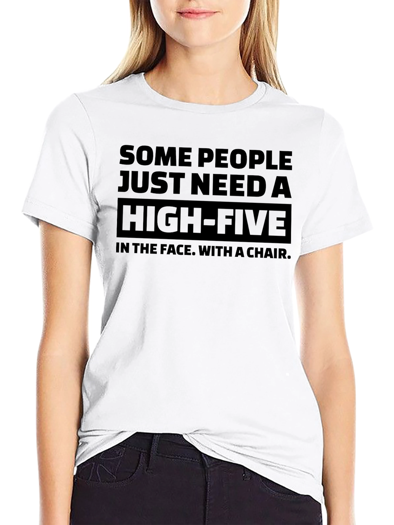 Sarcastic Graphic Tee: High-Five with a Chair