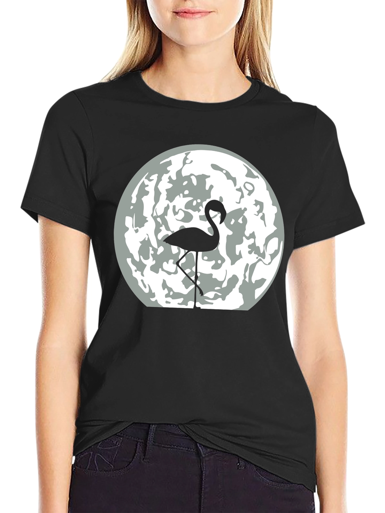 Flamingo Moon Graphic Tee - Mens Black T-Shirt
