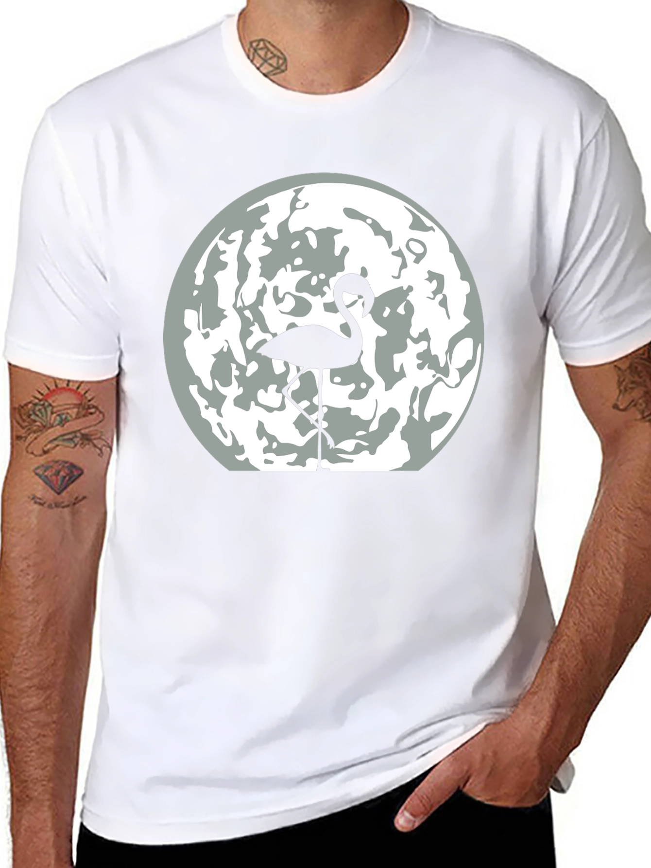 Flamingo Moon Graphic Tee - Mens Black T-Shirt
