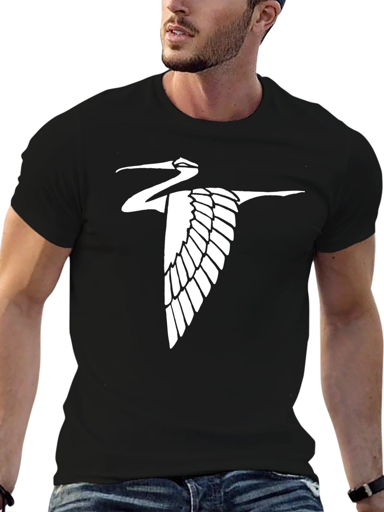 Crane Silhouette Black T-Shirt