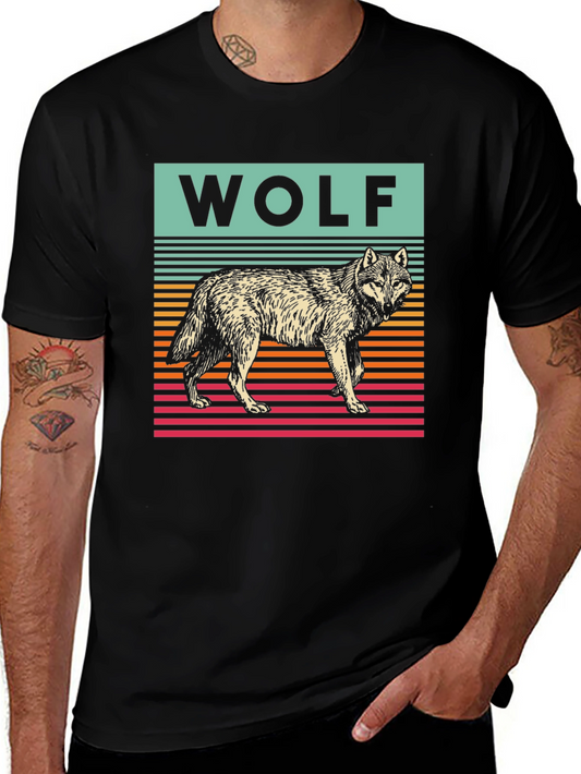 Retro Wolf Graphic Tee - Stylish Animal Print Shirt