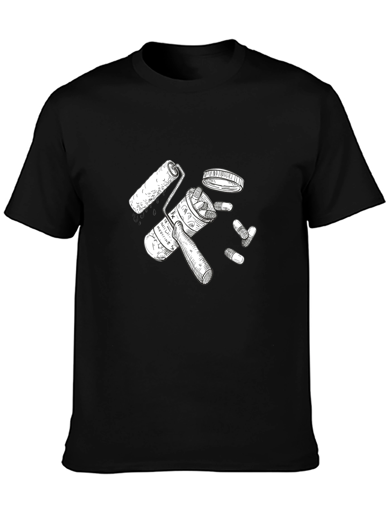 Pills & Roller Black Graphic Tee