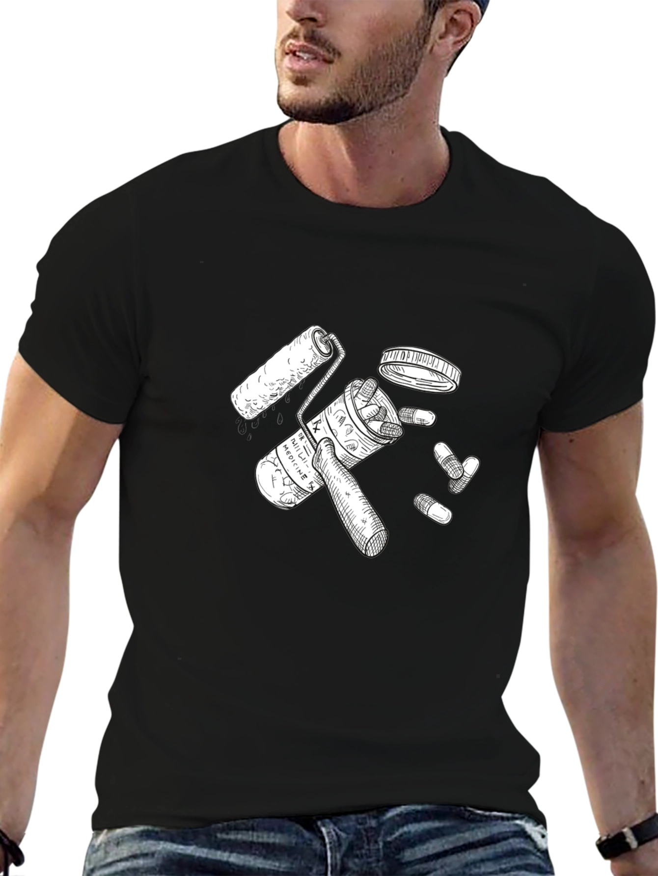 Pills & Roller Black Graphic Tee