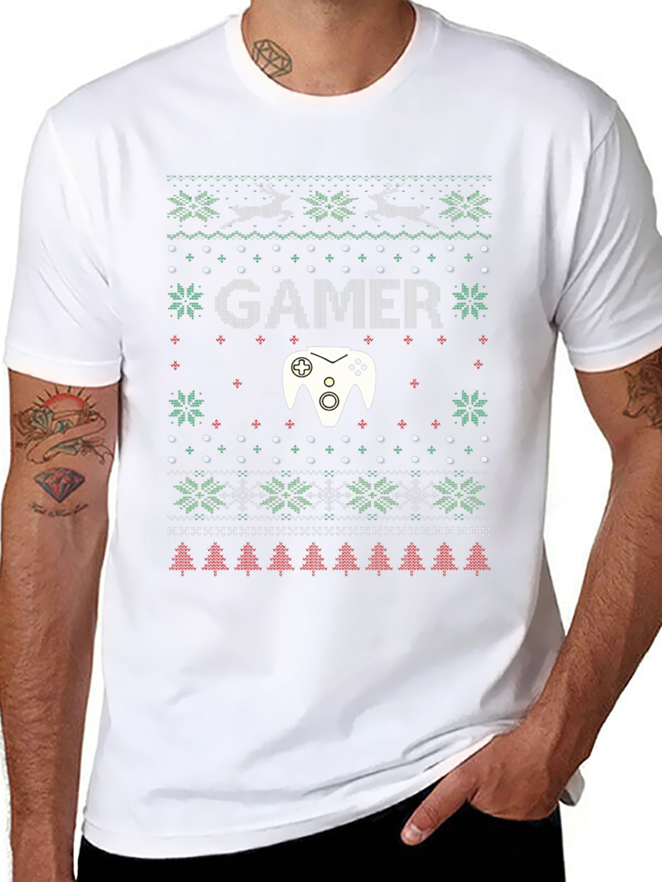 Gamer Ugly Christmas Sweater Graphic T-Shirt