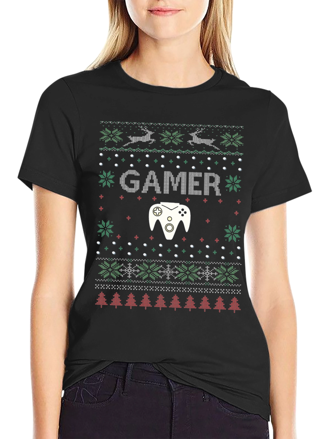 Gamer Ugly Christmas Sweater Graphic T-Shirt