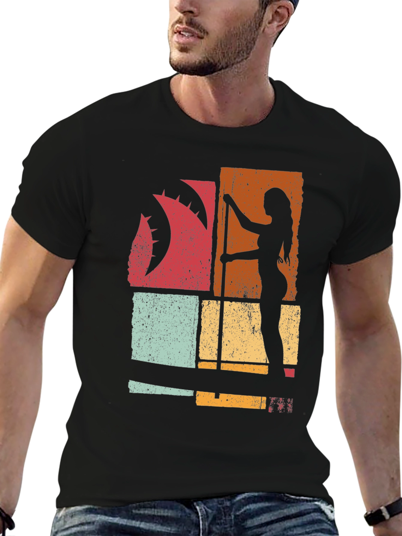 Retro Pole Dance Silhouette Graphic T-Shirt