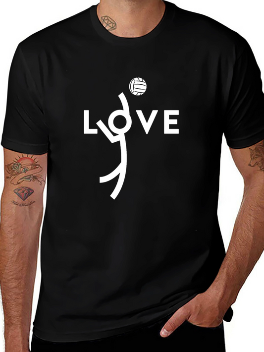 Volleyball LOVE Graphic Tee - Black Cotton T-Shirt