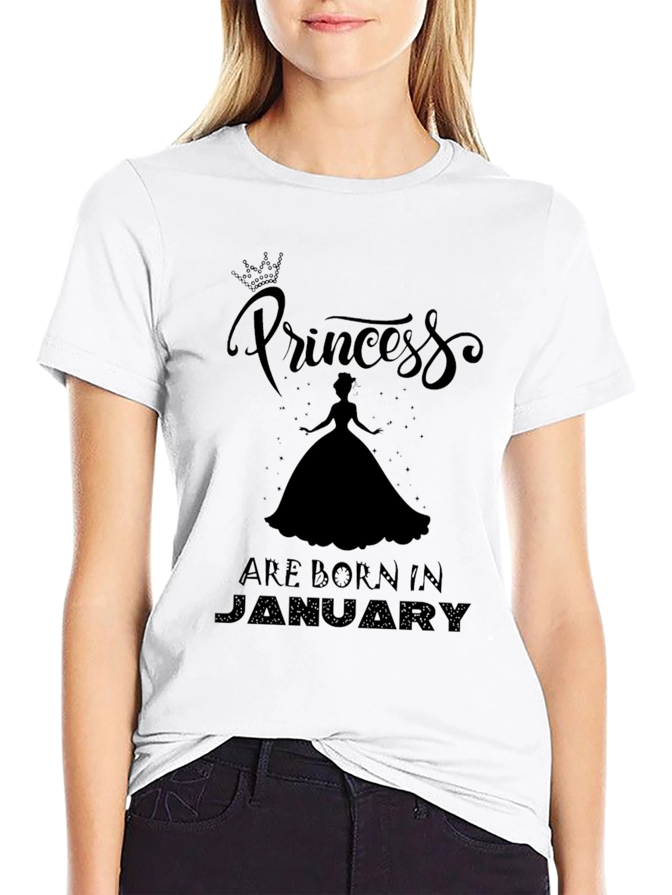 Princess Born in January Black T-Shirt