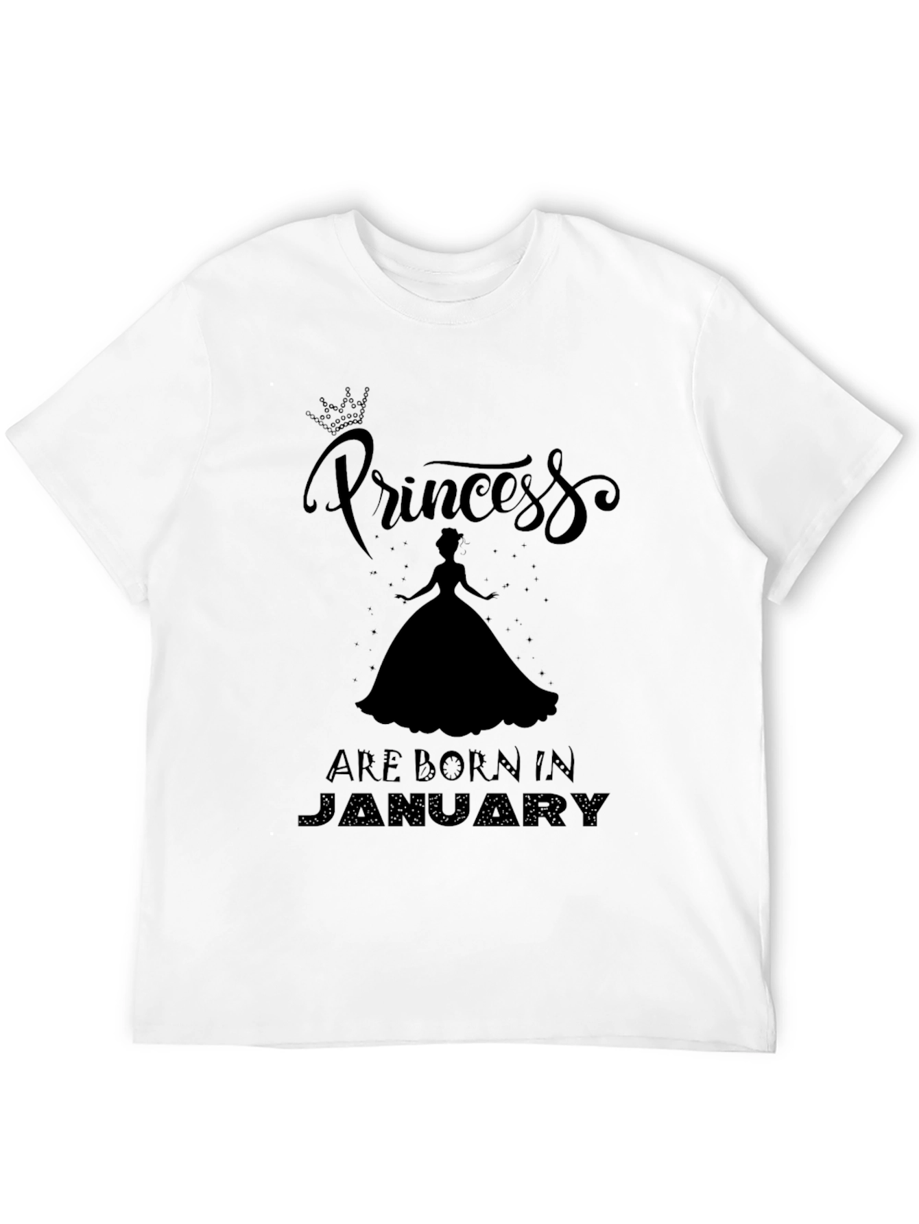 Princess Born in January Black T-Shirt