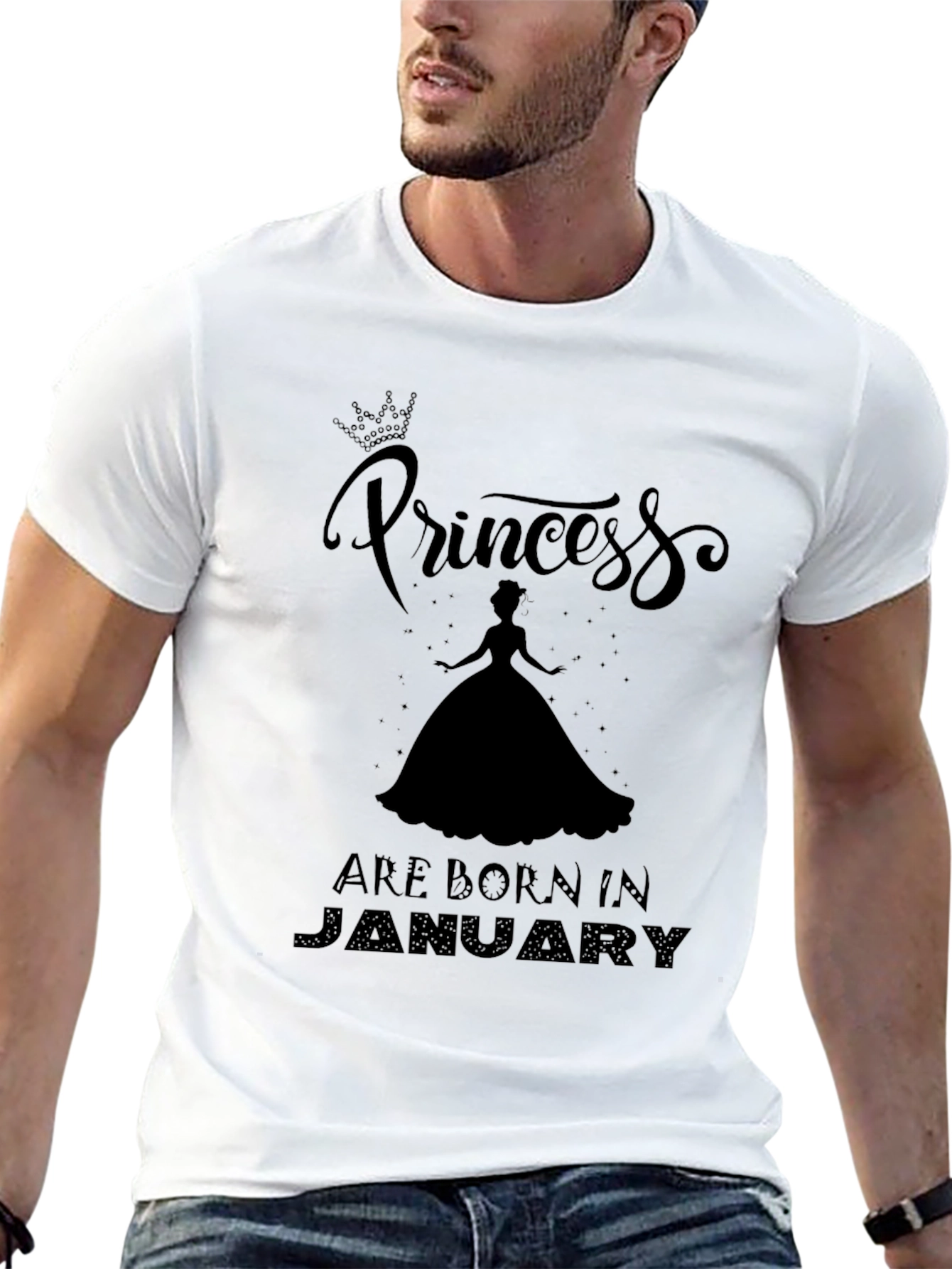 Princess Born in January Black T-Shirt