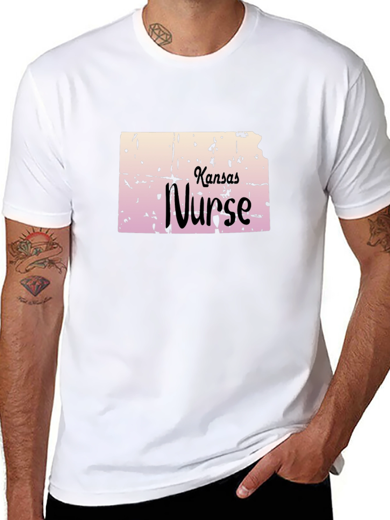Kansas Nurse Graphic Tee - Black Cotton T-Shirt