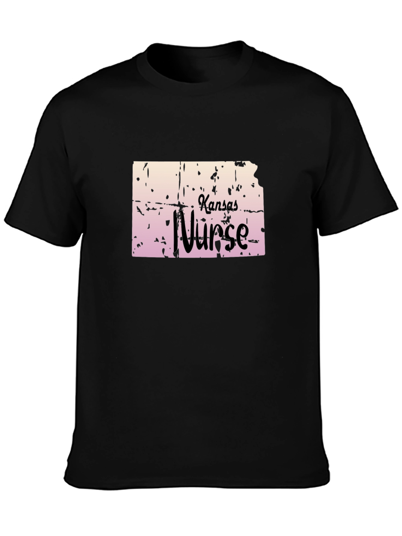 Kansas Nurse Graphic Tee - Black Cotton T-Shirt
