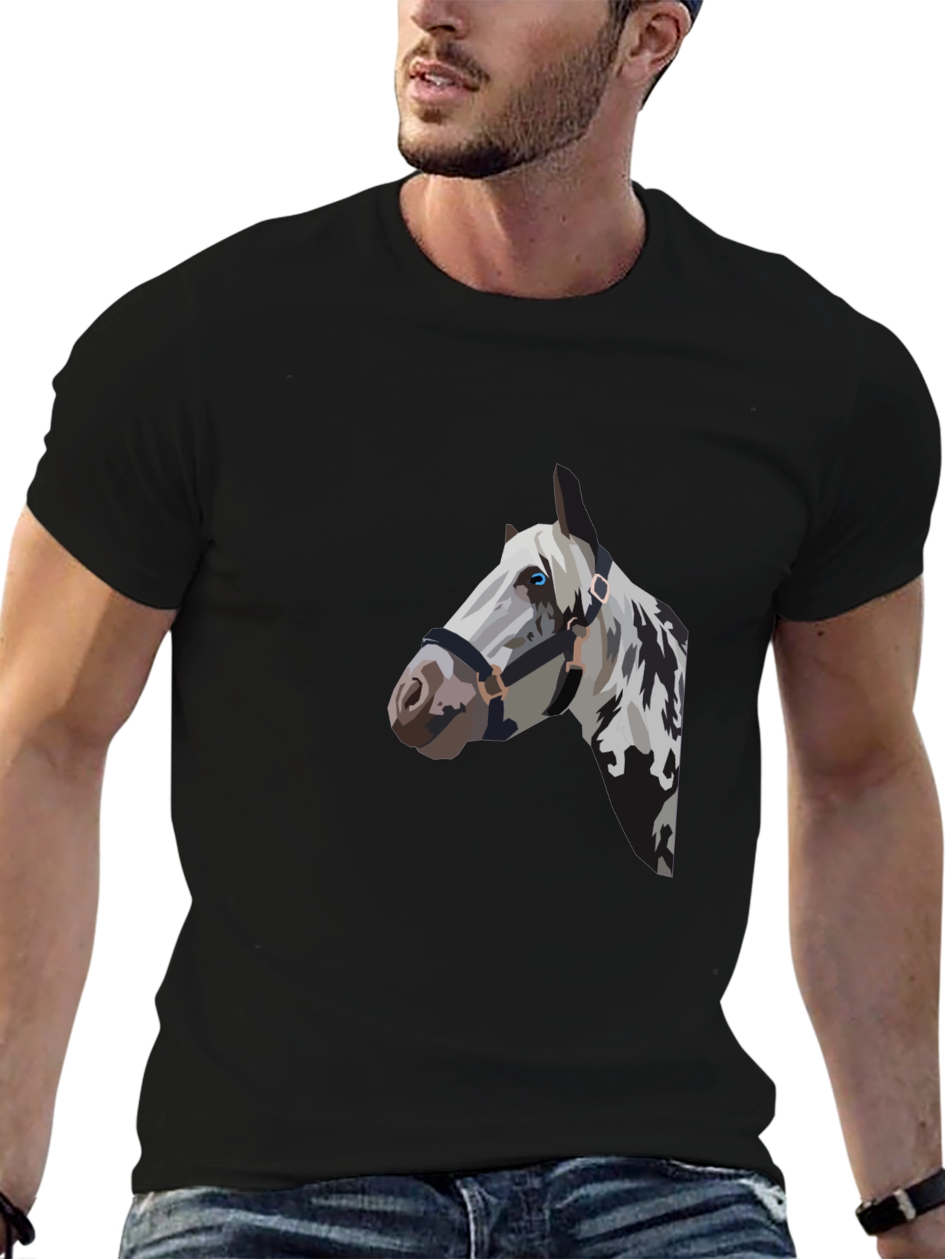 Black Horse Graphic Tee - Stylish Mens T-Shirt