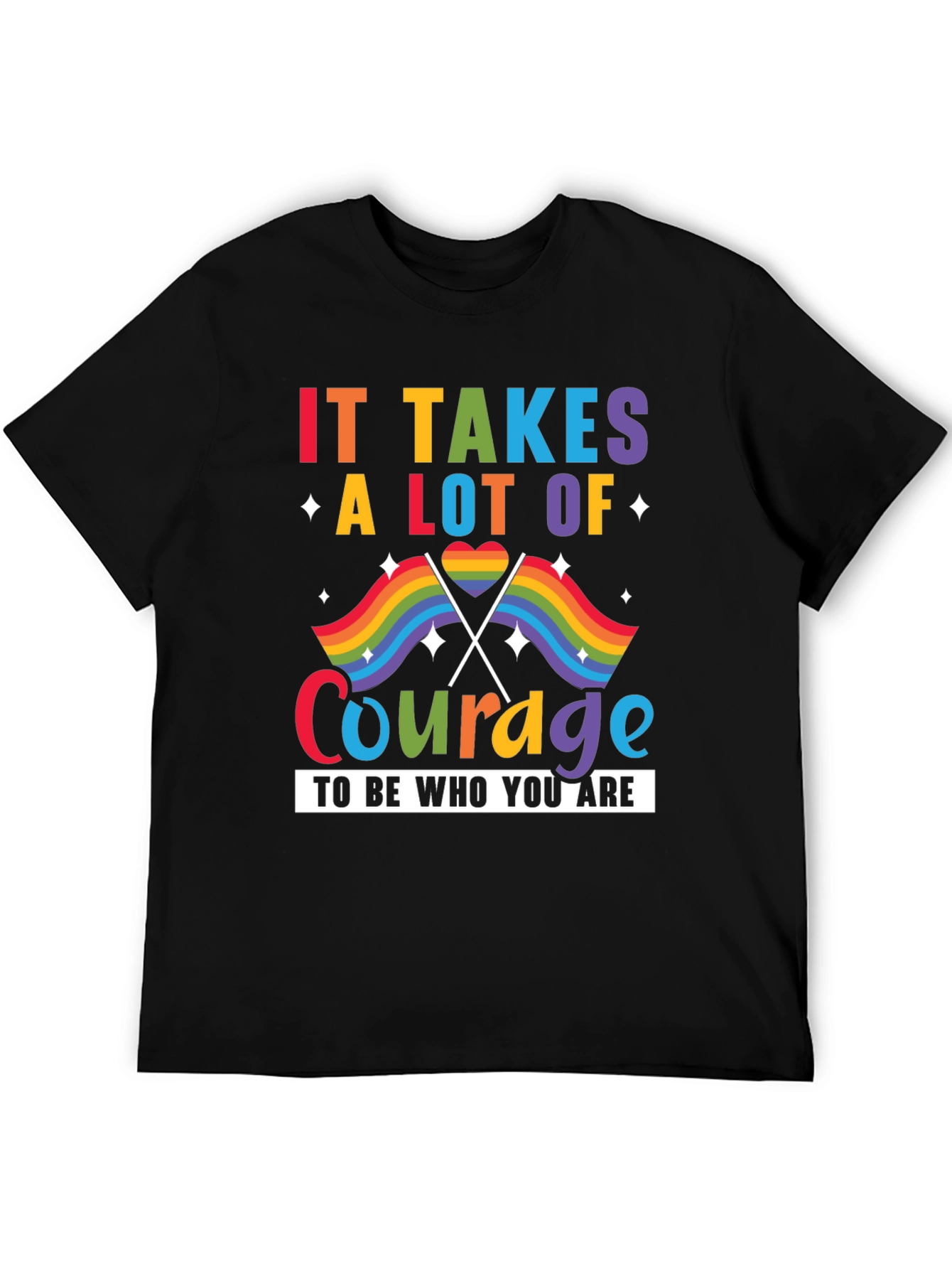 Pride Courage T-Shirt: LGBTQ+ Rainbow Flag Design