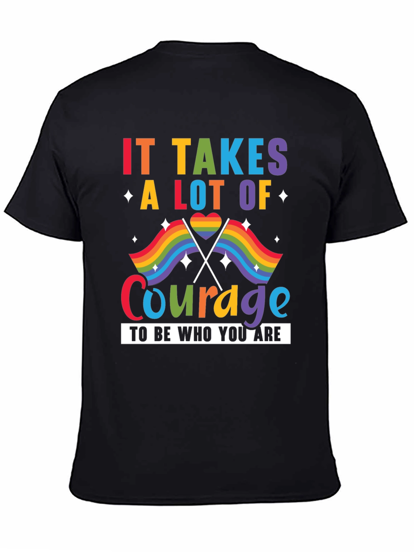 Pride Courage T-Shirt: LGBTQ+ Rainbow Flag Design