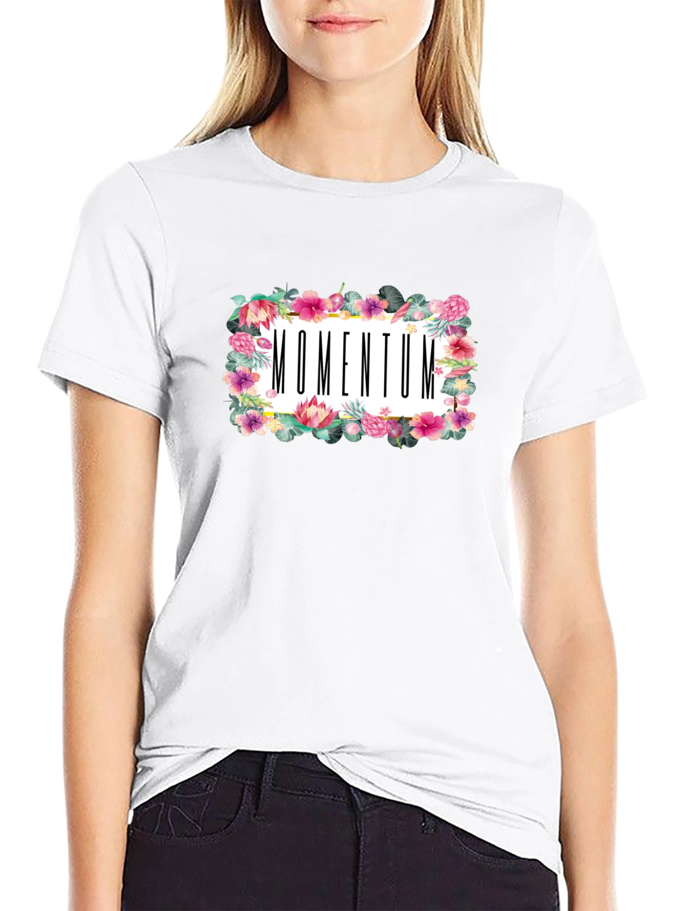 Momentum Floral Graphic Black T-Shirt
