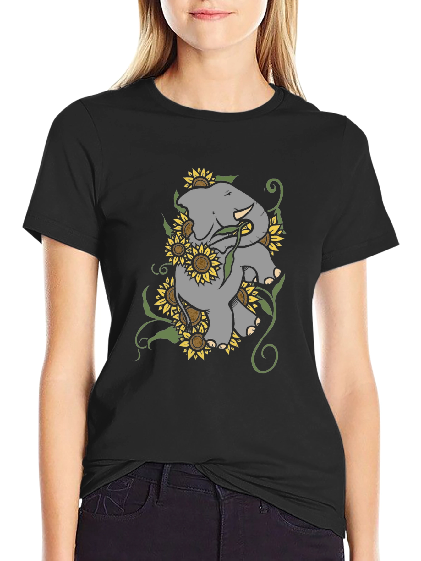 Elephant & Sunflower Graphic Tee