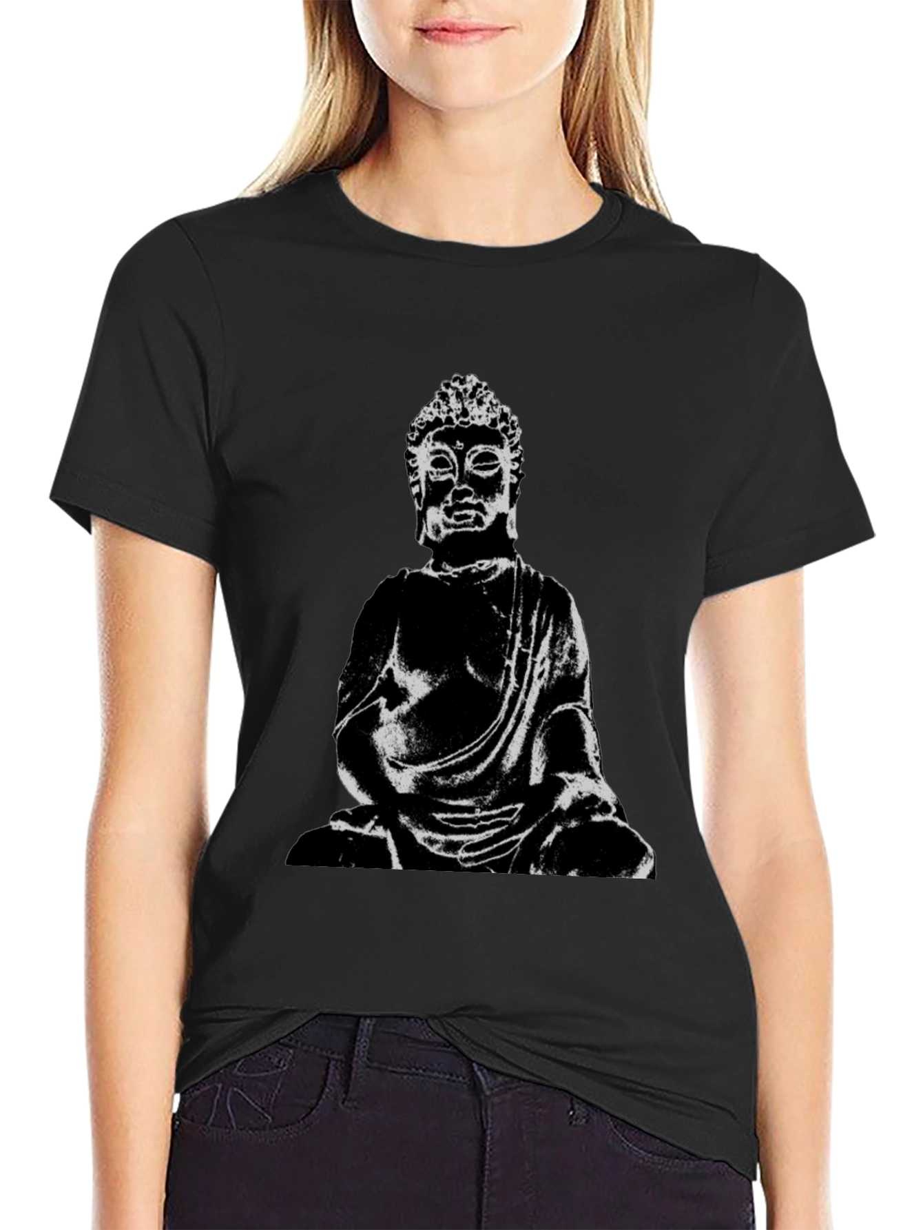Buddha Graphic Print Black T-Shirt