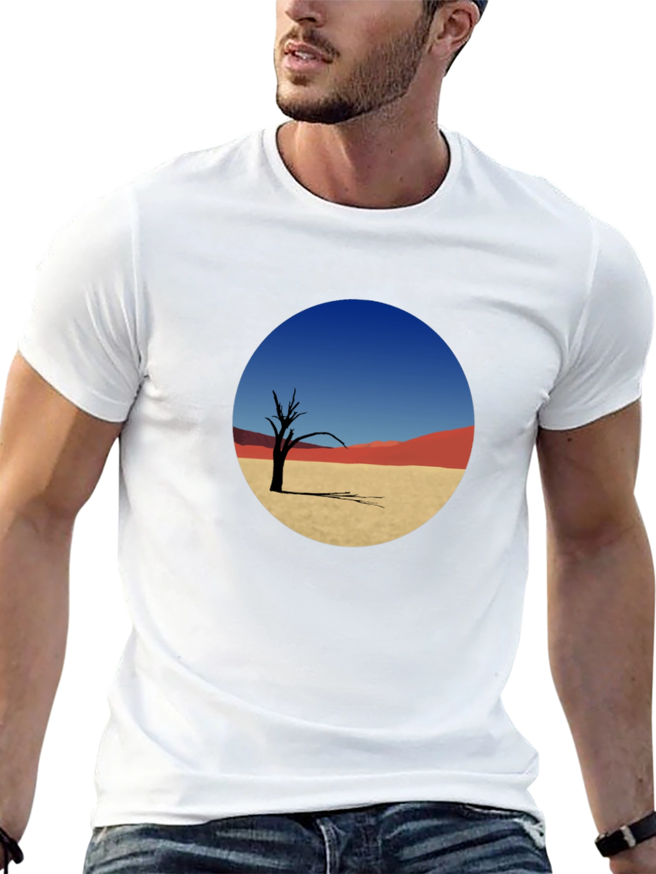 Desert Landscape Graphic Tee - Unique Mens Black T-Shirt