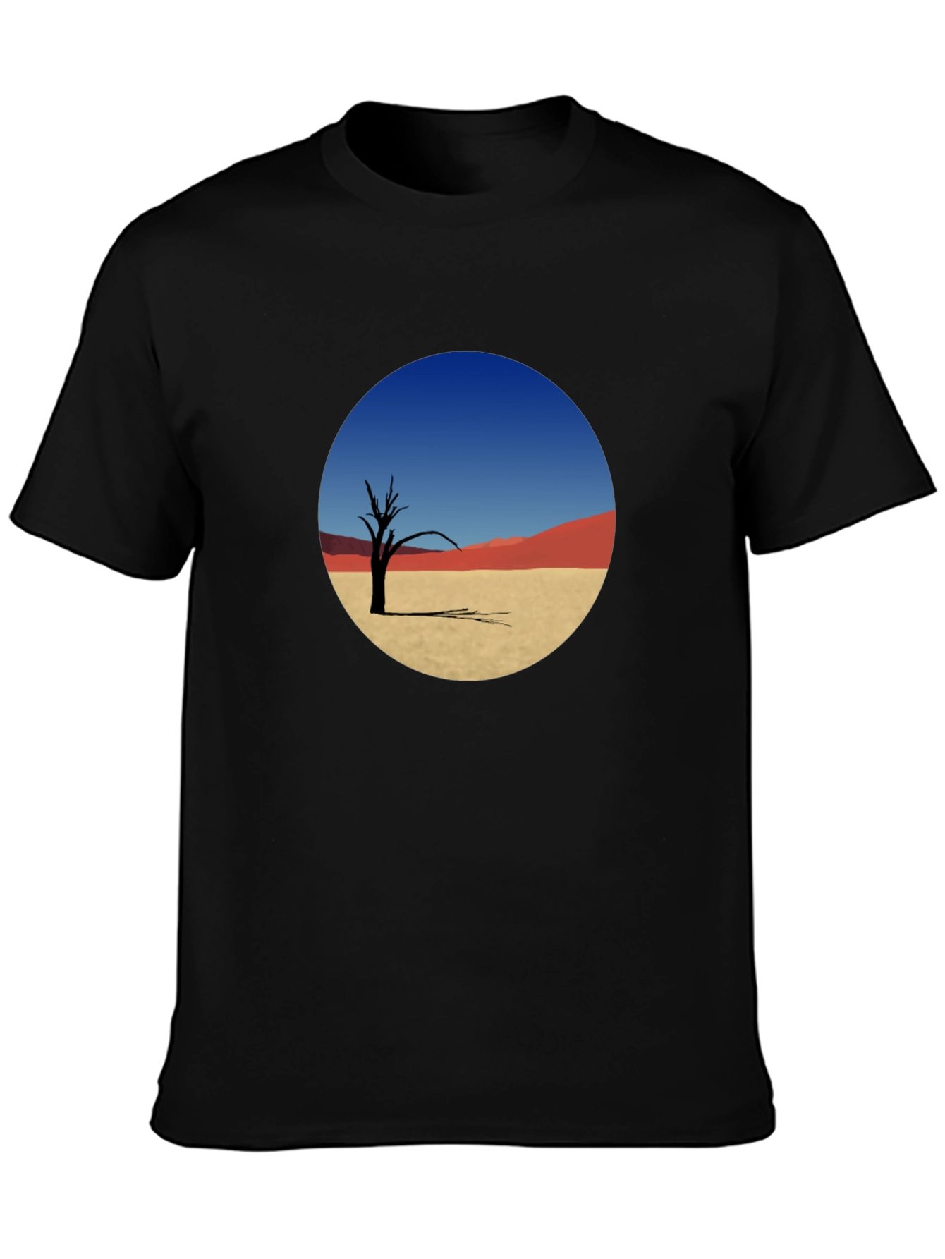 Desert Landscape Graphic Tee - Unique Mens Black T-Shirt