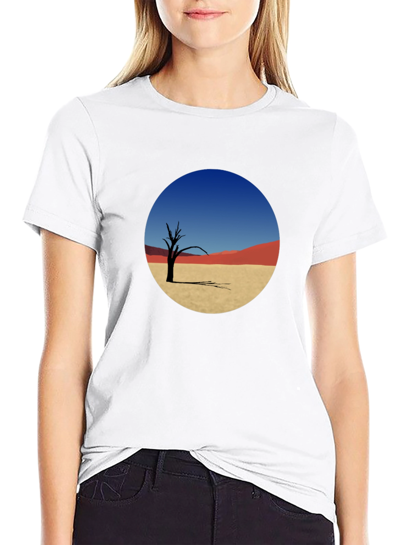 Desert Landscape Graphic Tee - Unique Mens Black T-Shirt
